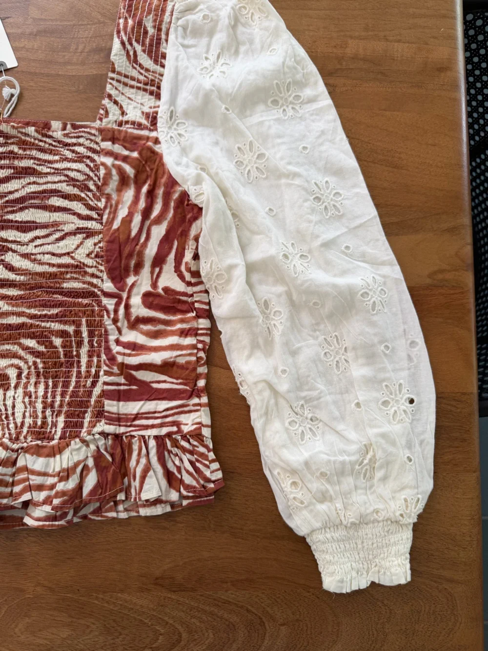 NWT Anthropologie Love the Label Zebra Print Top w/ Eyelet Sleeves Size Medium